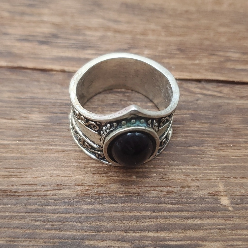Sterling silver onyx royal ring size 11 R419 - Picture 2 of 5